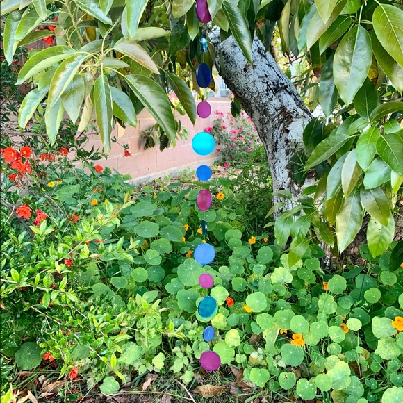 Long 38” Blue Purple Round Glass Mirror Door Hanging Garland Strand Window Decor - Picture 9 of 9